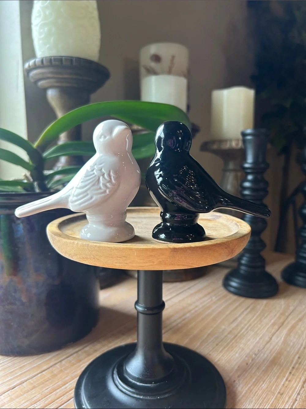 Bird Salt & Pepper Shakers. Black & White.
